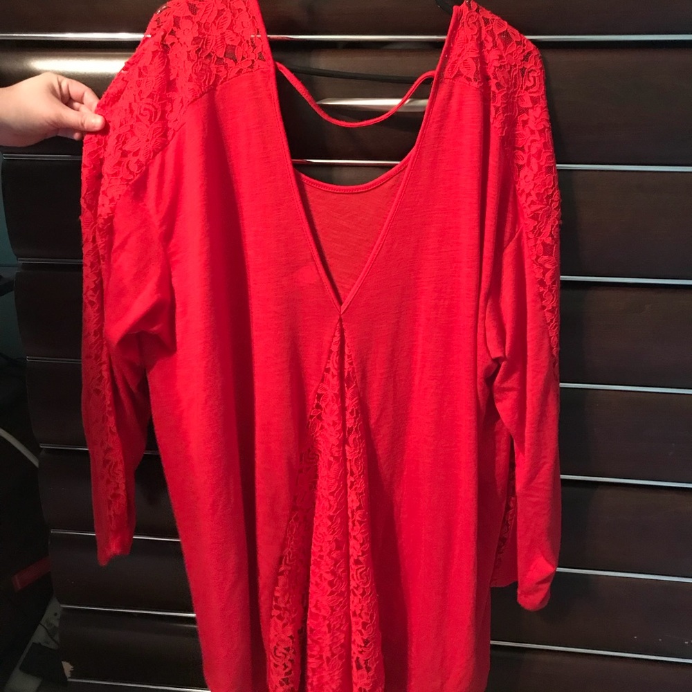 Red lace blouse